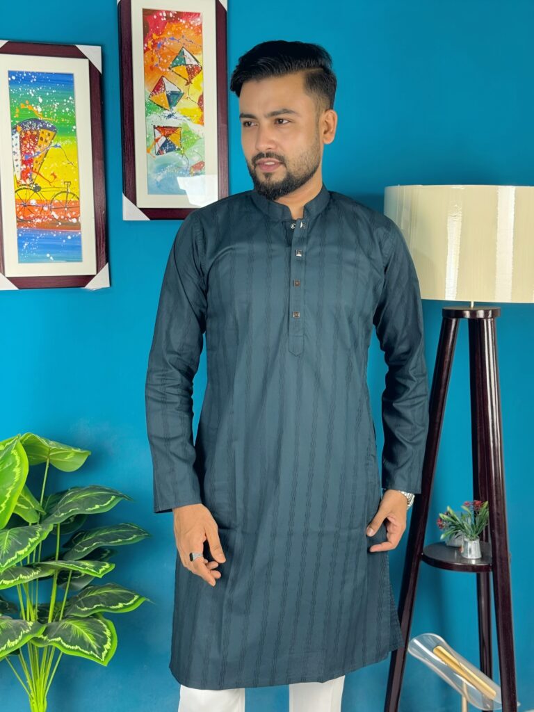 Premium Cotton Punjabi – Dark Blue Color